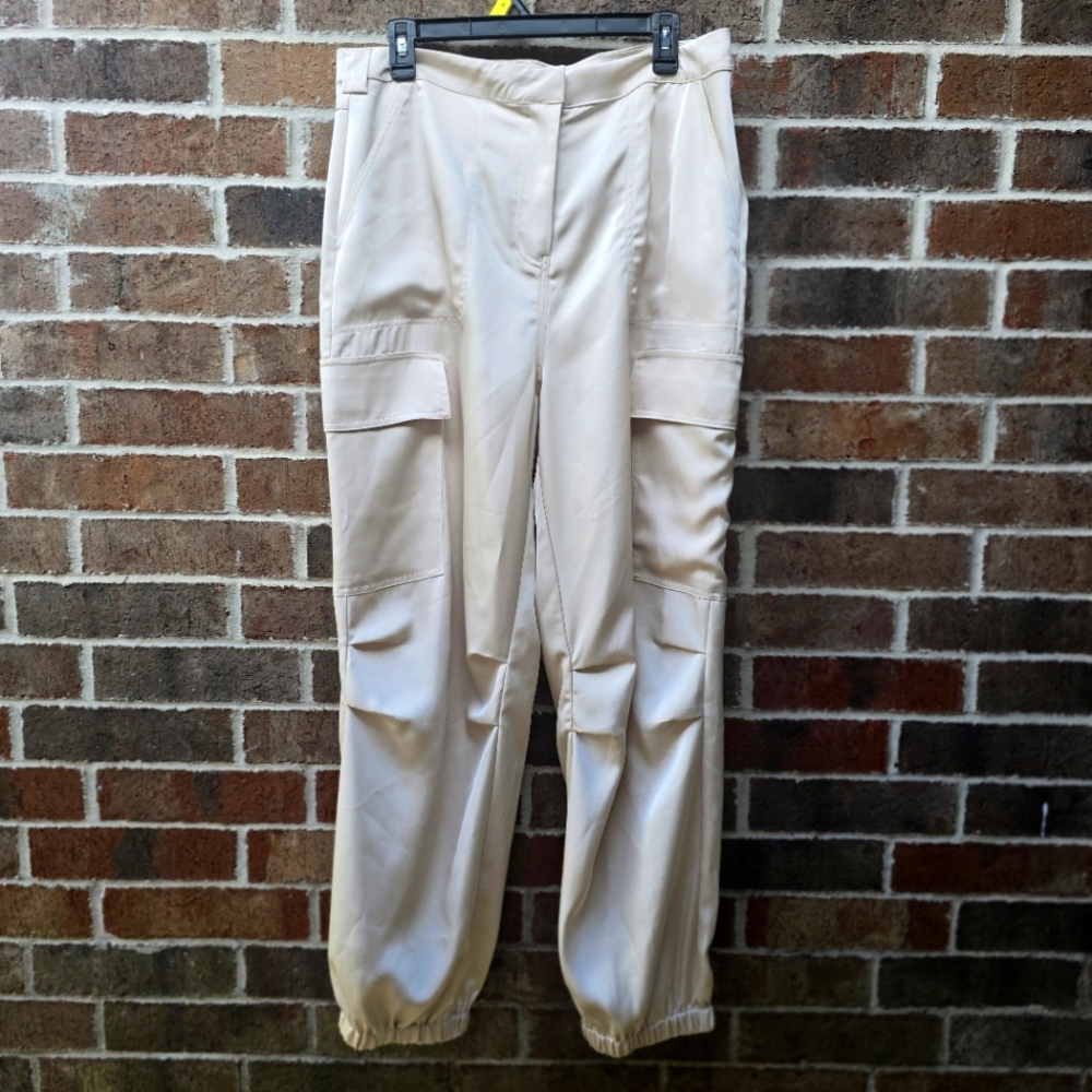 Skies Are Blue Satin Cargo Wide Leg Pant